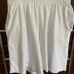 Women’s white cotton shorts.  Longer length.